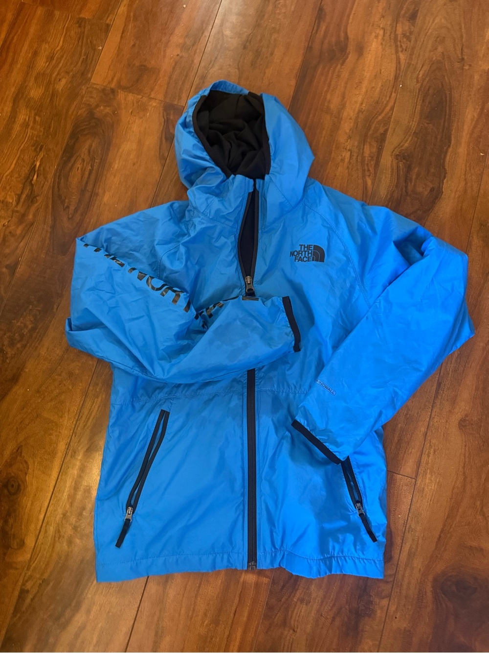 The North Face Bright Blue Hooded Kids Rain Jacket